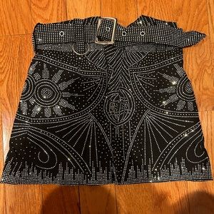 Thomas Runway - small - stretch - western cowgirl mini skirt in black rhinestone